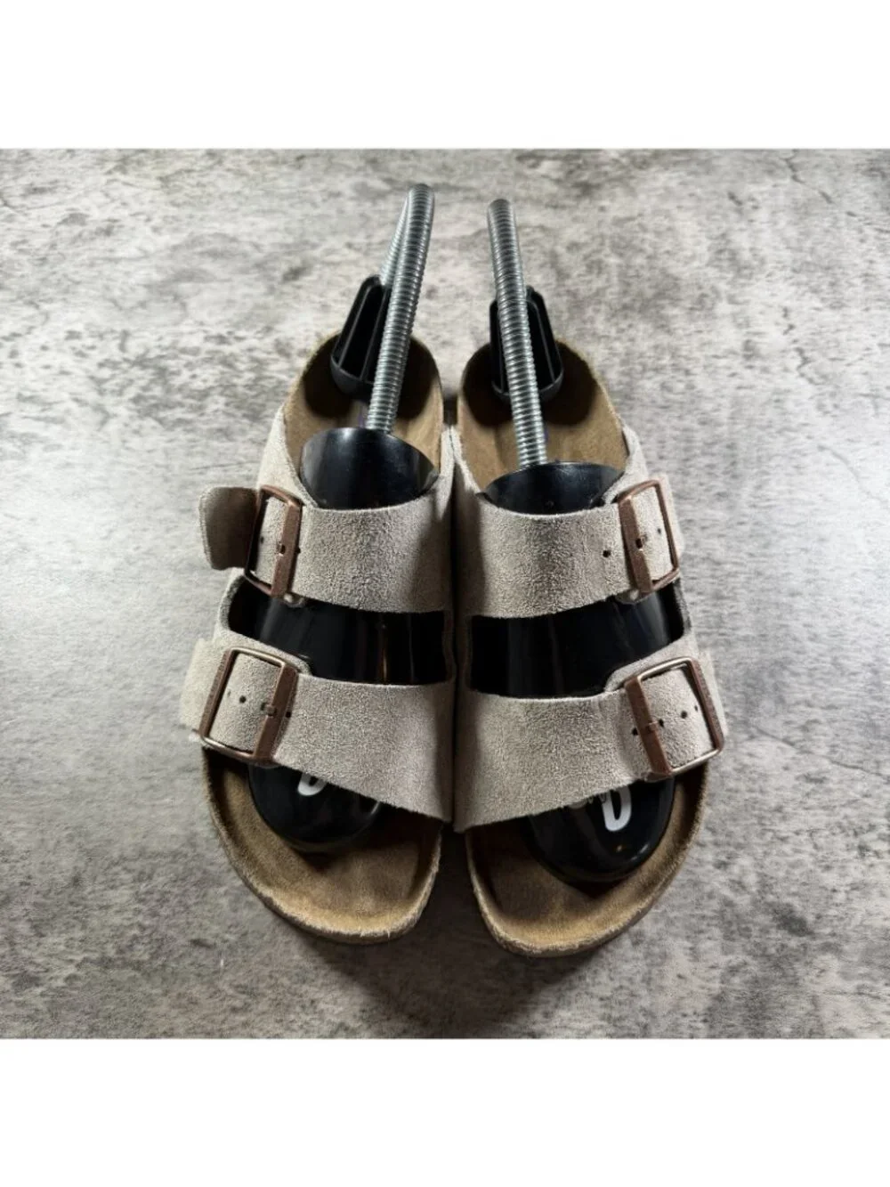 Womens Birkenstock Arizona Soft Footbed gray Suede Slides Sandals Sz EU 37 US 6 - Picture 7 of 10